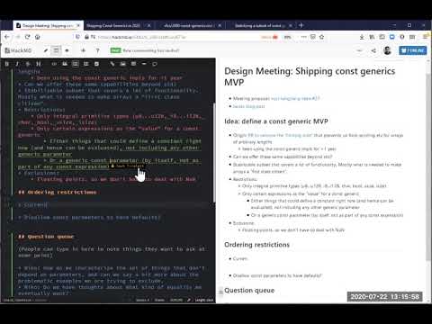 Design Meeting 2020-07-22: Const generics MVP
